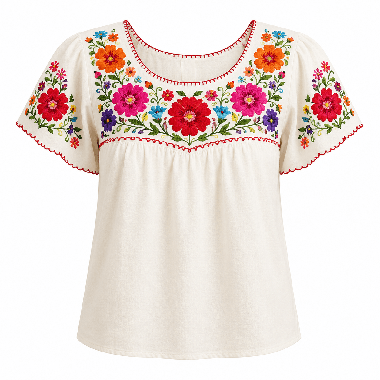Blusa bordada floral multicolor